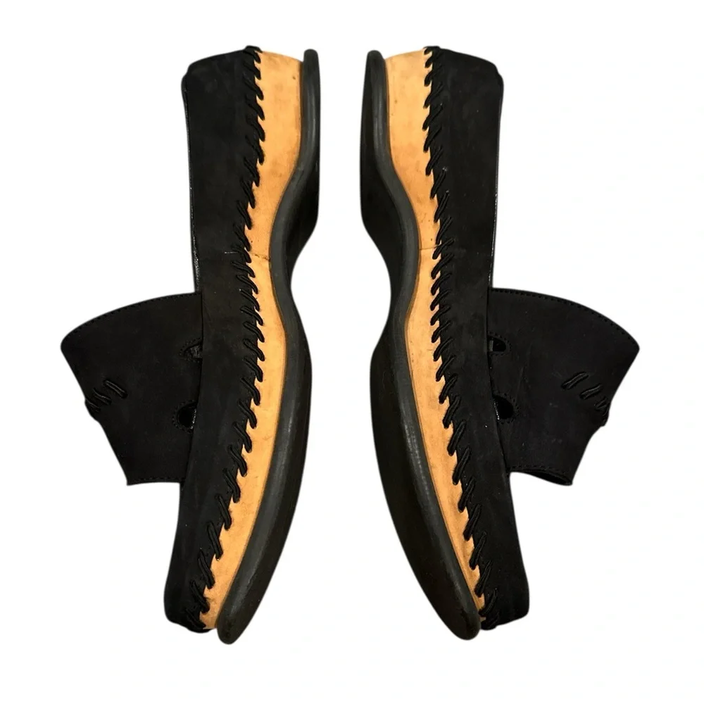 ROBERT CLERGERIE BLACK PLATFORM SLIPON SANDAL PLATFORM SHOES